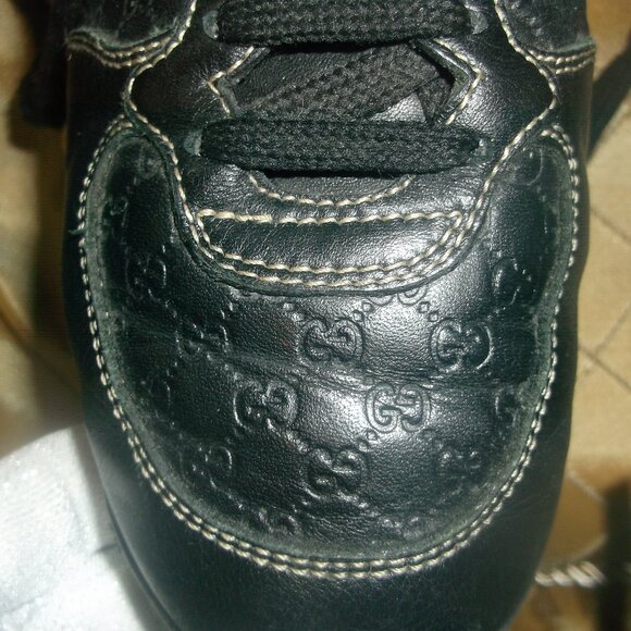 Gucci Micro GG's Black Leather Sneakers Vintage Size 37 or US 7 - Picture 10 of 16